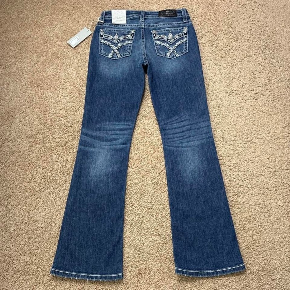 New With Tags Miss Me Mid Rise Boot Blue Stretch Jeans Size 29 Western Y2K Style